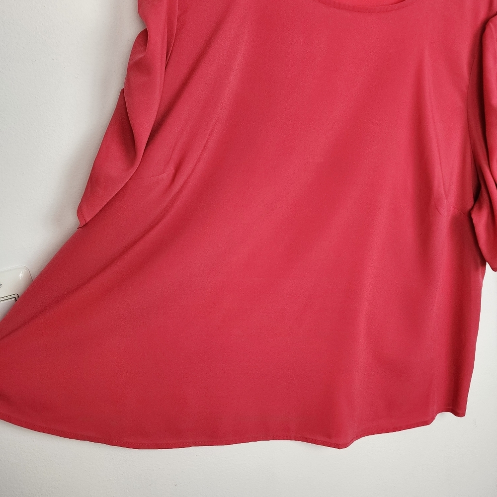 Eloquii Pink Ruched Sleeve Top Blouse Popover Size 22 - Picture 11 of 14